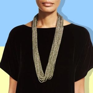 Eileen Fisher Sparkle Knit Scarf Necklace in Black/Gold NWOT